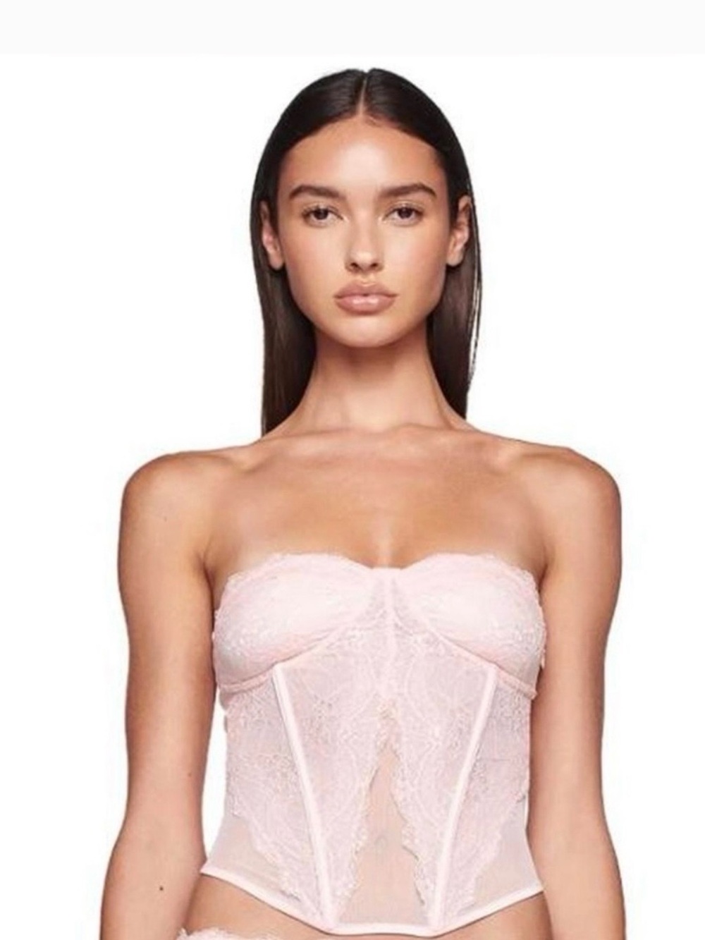 I.AM.GIA Demie Lace Corset Top Pastel Pink Mesh Bustier Boned Size Medium NWT